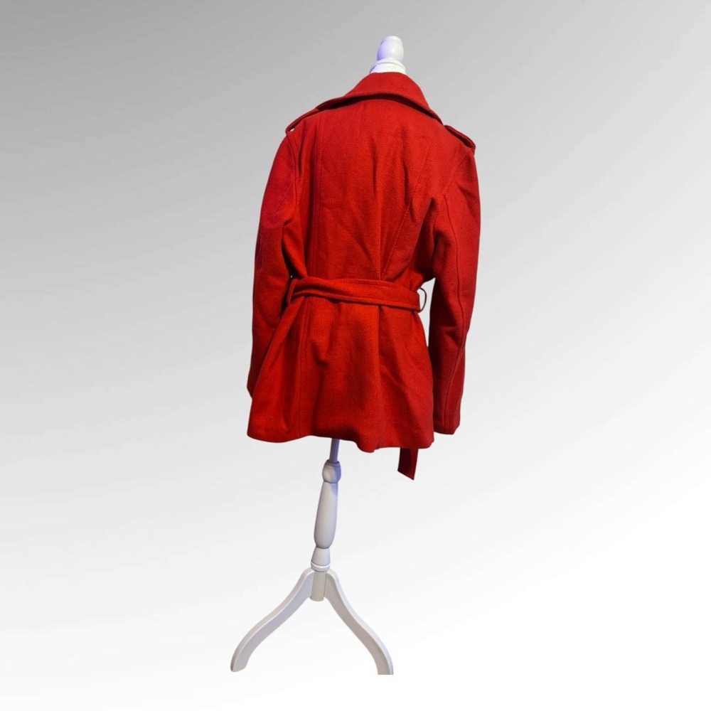 Old Navy Fitted Red Coat with Belted Waist - Picture 2 of 5